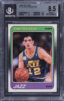 1988-89 Fleer #115 John Stockton Rookie Card – BGS NM-MT+ 8.5